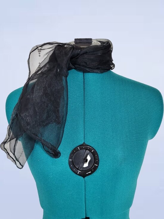 Accessories - Elegant Black Silk Chiffon Scarf | Lightweight & Sheer